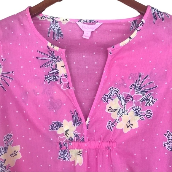Lilly Pulitzer Hotty Pink Lady Loves Polka Dots Print Clementine Pullover Top - Picture 3 of 10